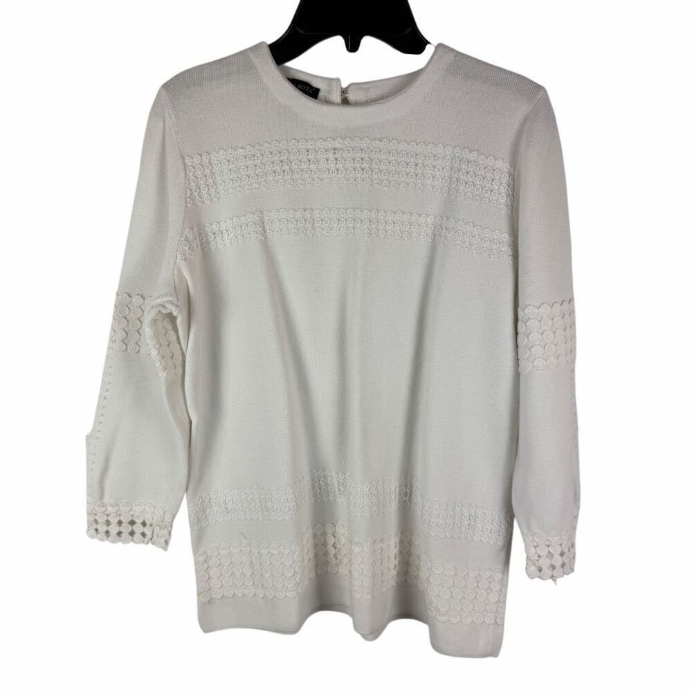 Talbots cream sweater with eyelet design- size xs